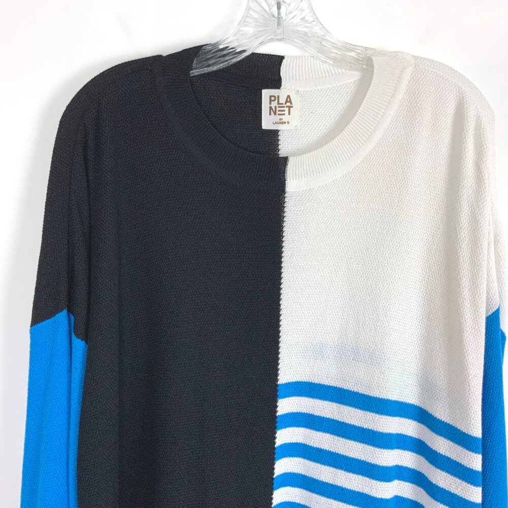 Planet by Lauren G Color Block Crew Neck Knit Sweater Sz OS - Picture 8 of 16
